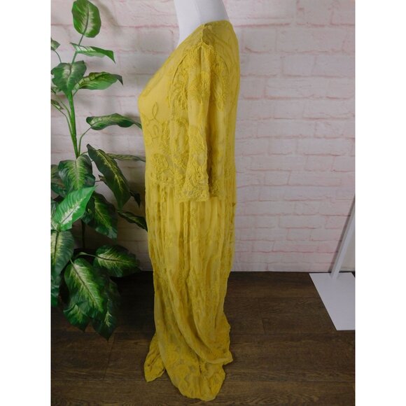 DM Fashion Yellow Lace Maxi Dress XS Women Boho - Picture 5 of 13
